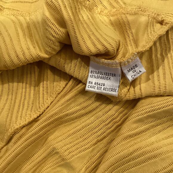 Vintage Lisa Rene cowl neck 3/4 sleeve yellow swirl pattern tunic mini dress L - Picture 4 of 10